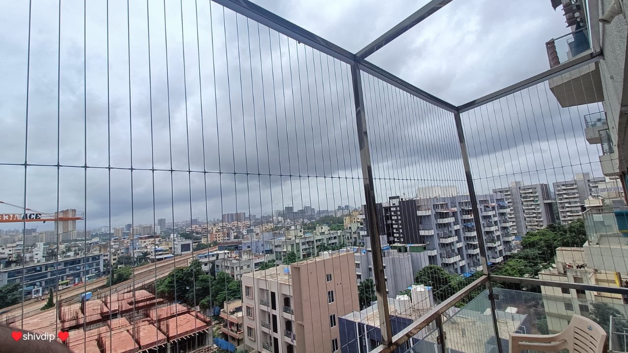 Modern home balcony with invisible grill